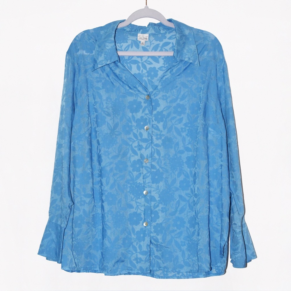 Cotton Lace V-Neckline Floral Blouse 3/4 Sleeve